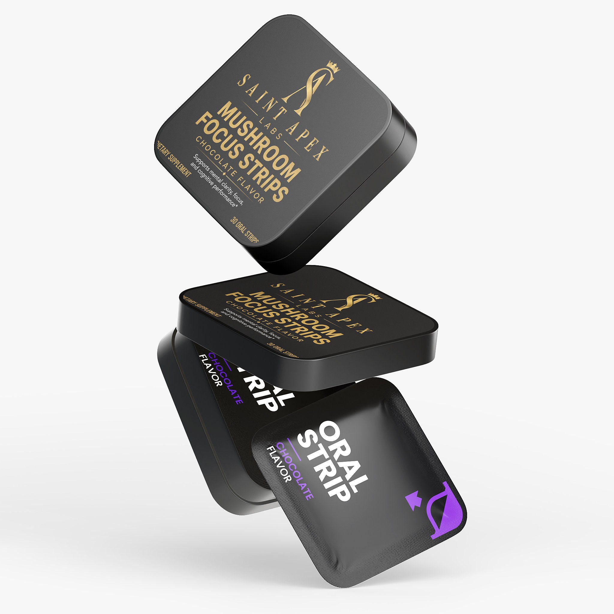 Mushroom Focus Strips Customizable Tin Label For Mental Clarity And Wellness