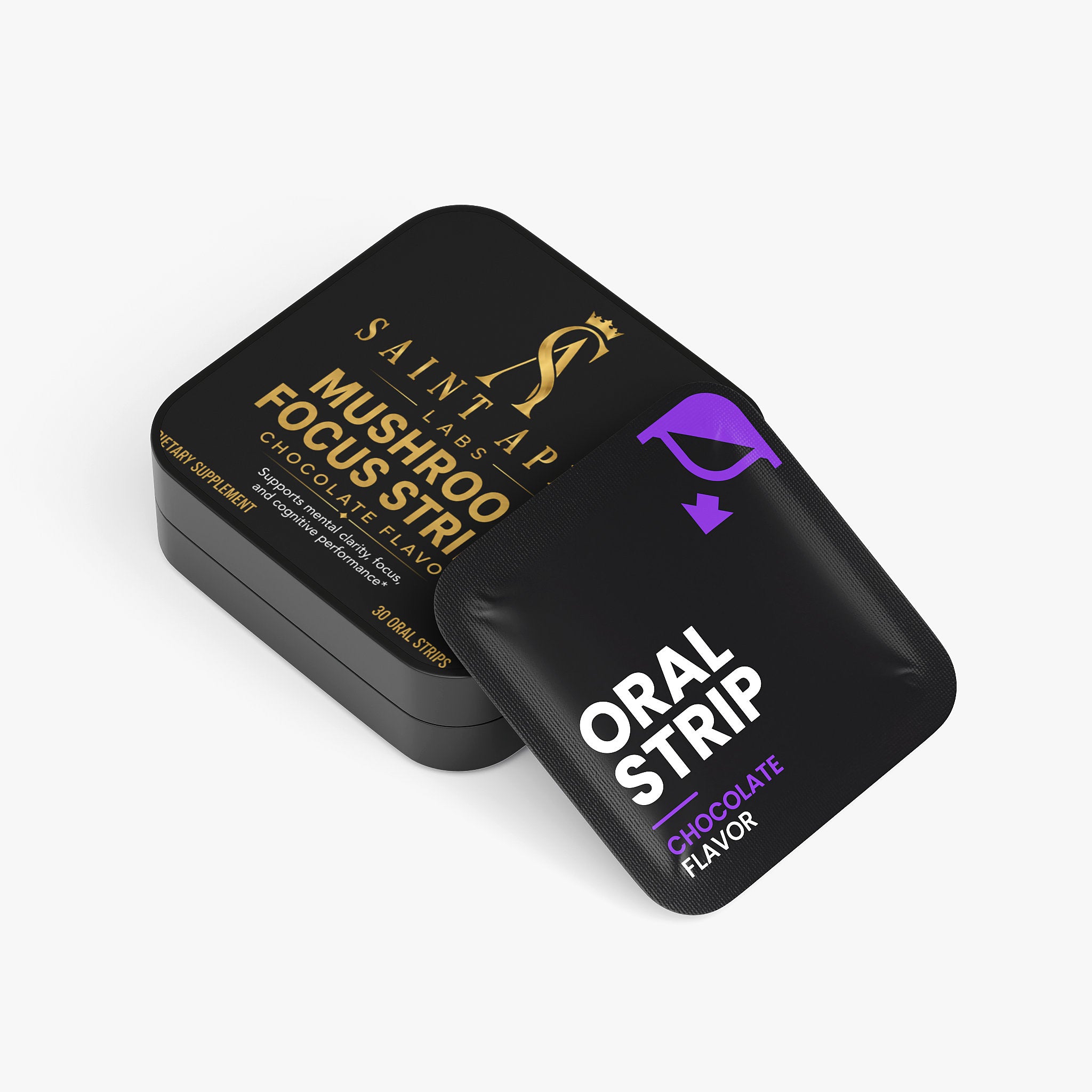 Mushroom Focus Strips Customizable Tin Label For Mental Clarity And Wellness