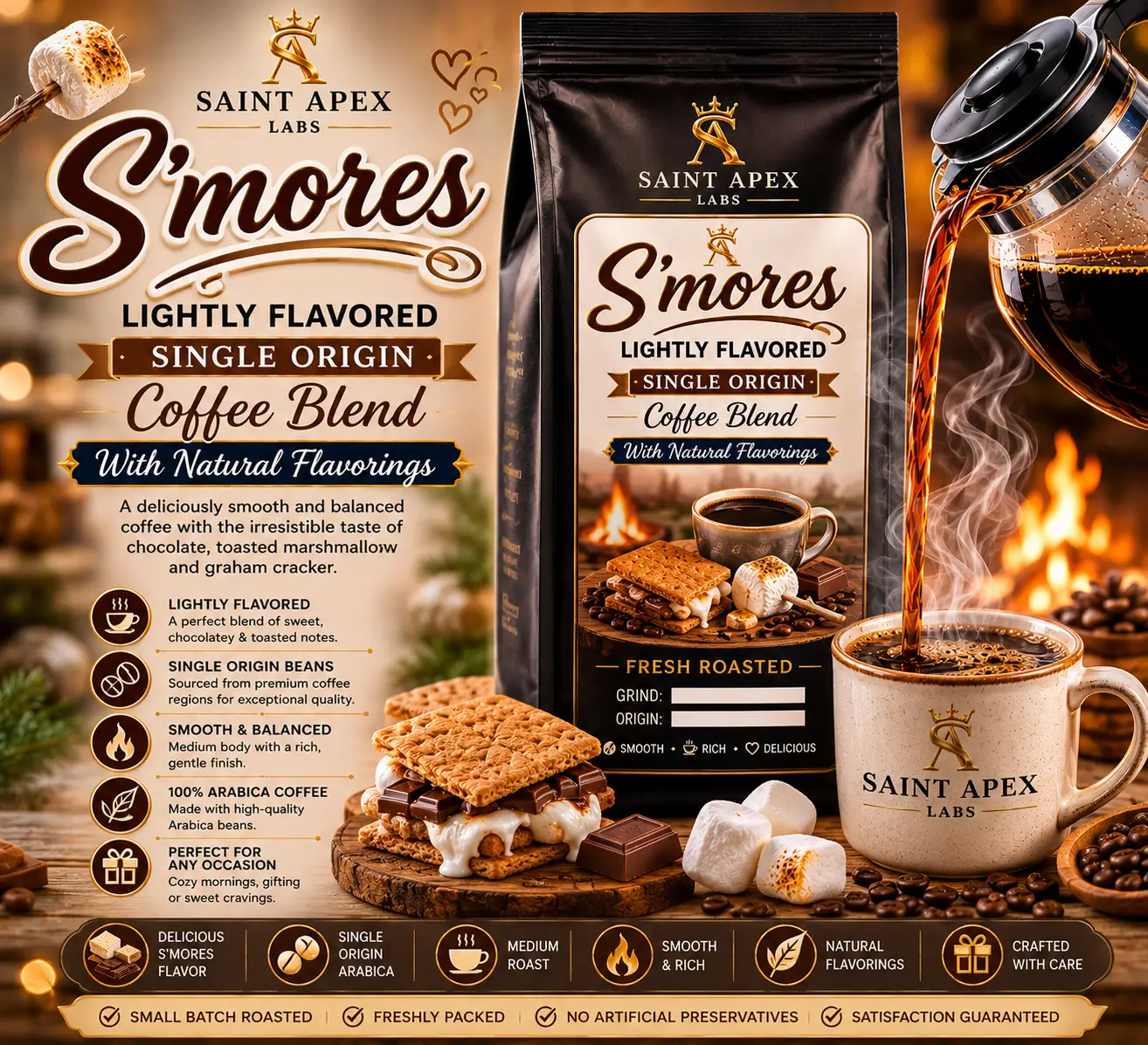 Smores Lightly Flavored Single Origin Coffee Blend With Natural Flavorings by DRIPSHIPPER