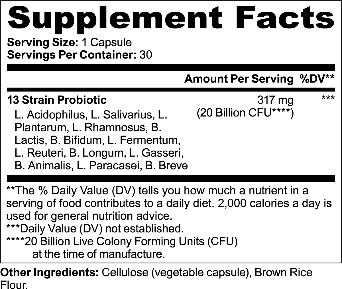 Probiotic 20 Billion CFU For Digestive And Immune Health