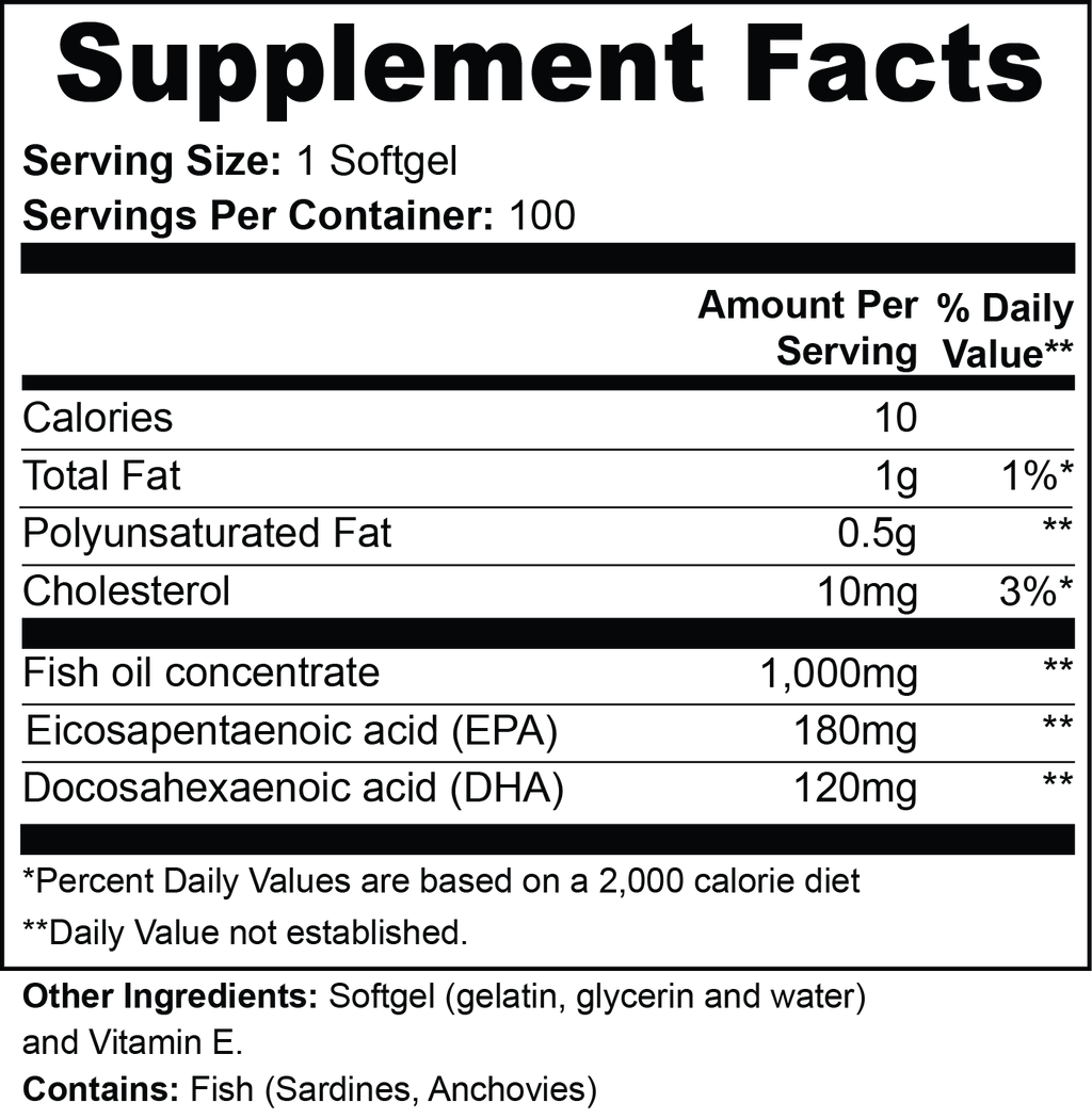 Omega 3 Supplement With 180mg EPA And 120mg DHA For Heart Health by Supliful