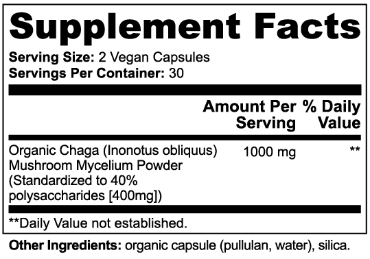Chaga Mushroom Capsules Immune Support Phytochemical Rich Formula by Supliful