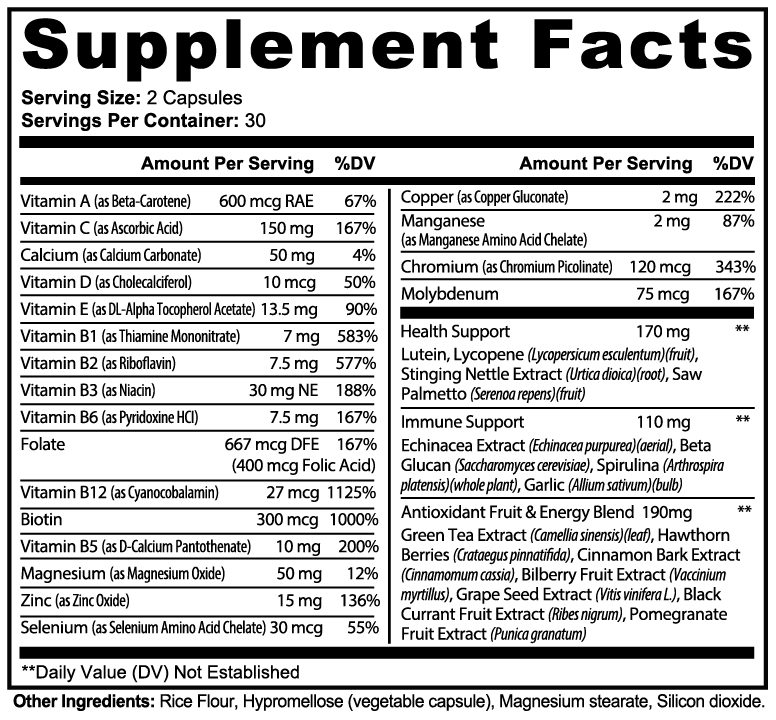 Complete Multivitamin With B Complex And Natural Antioxidants