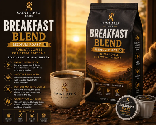 Breakfast Blend Medium Roast Robusta Coffee For Extra Caffeine by DRIPSHIPPER