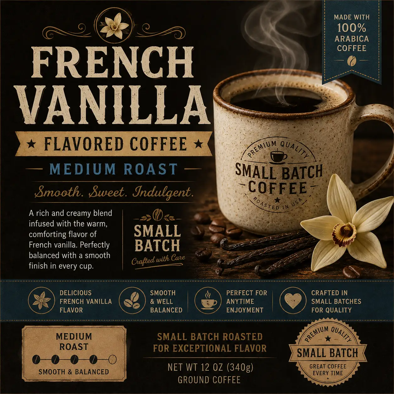 French Vanilla Flavored Coffee Medium Roast Small Batch by DRIPSHIPPER