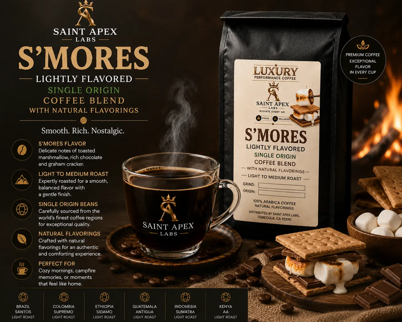 Smores Lightly Flavored Single Origin Coffee Blend With Natural Flavorings by DRIPSHIPPER