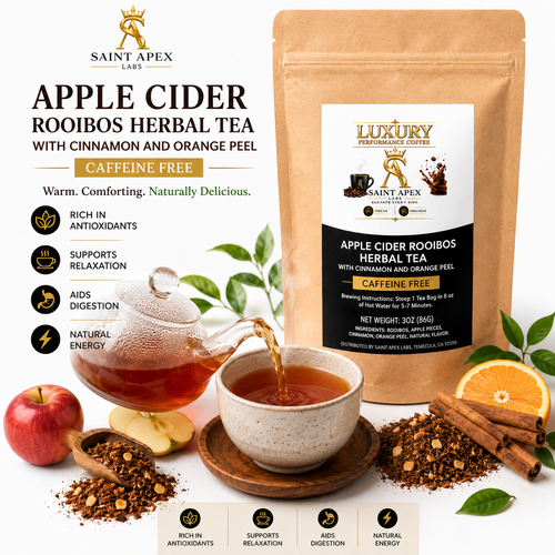 Apple Cider Rooibos Herbal Tea With Cinnamon And Orange Peel Caffeine Free