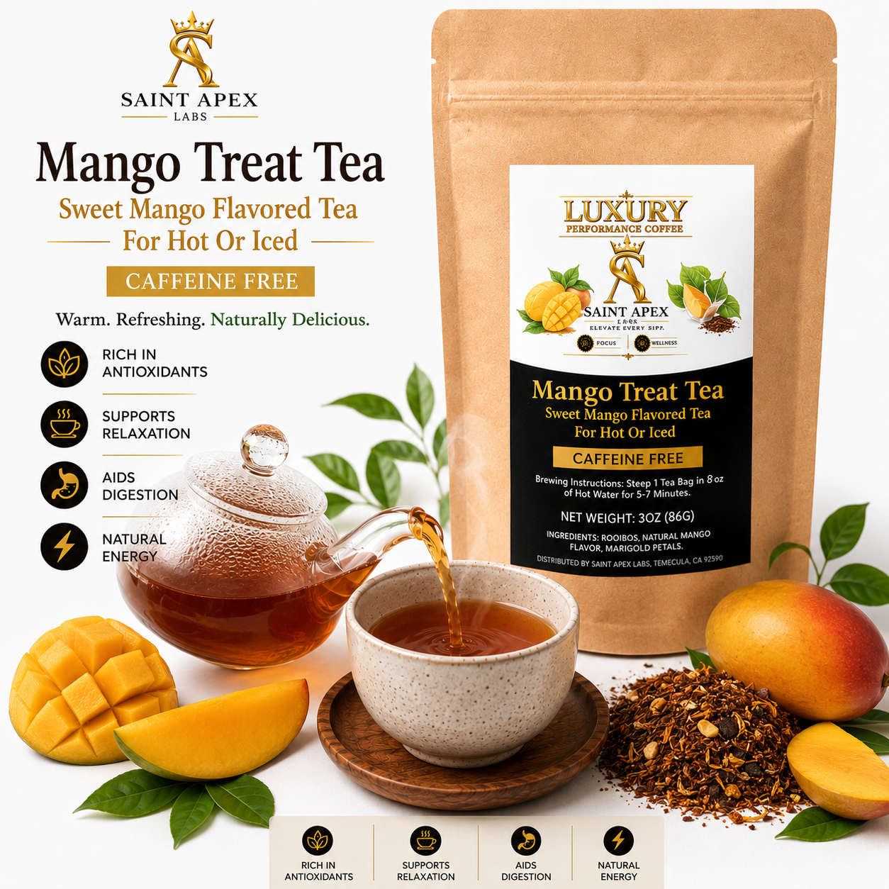 Mango Treat Tea Sweet Mango Flavored Tea For Hot Or Iced