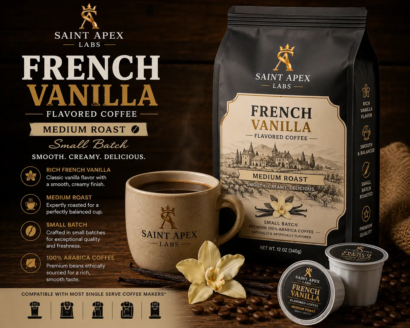French Vanilla Flavored Coffee Medium Roast Small Batch by DRIPSHIPPER