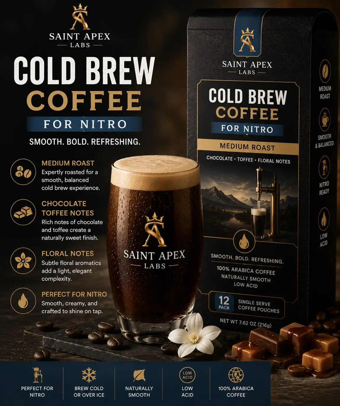 Cold Brew Coffee Medium Smooth Chocolate Toffee Floral Notes For Nitro by DRIPSHIPPER