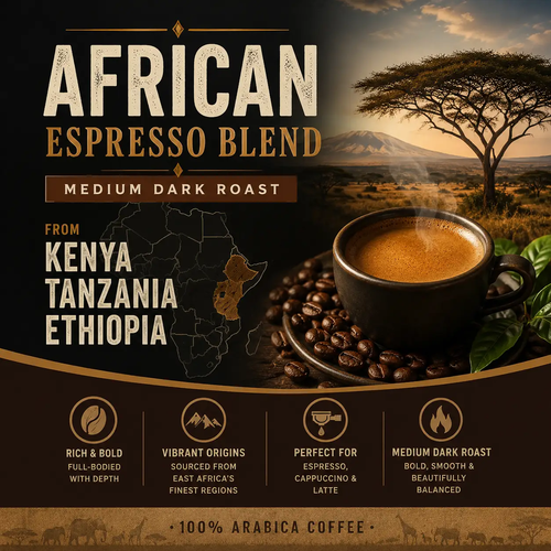 African Espresso Blend Medium Dark Roast From Kenya Tanzania Ethiopia by DRIPSHIPPER