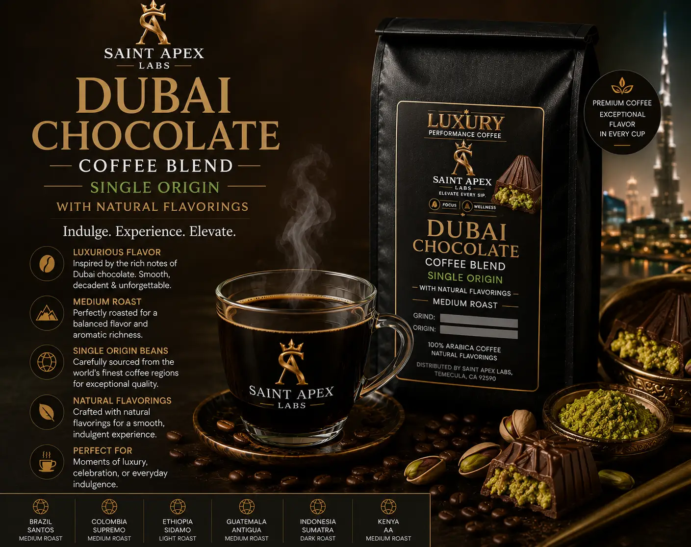 Dubai Chocolate Coffee Blend Single Origin With Natural Flavorings by DRIPSHIPPER