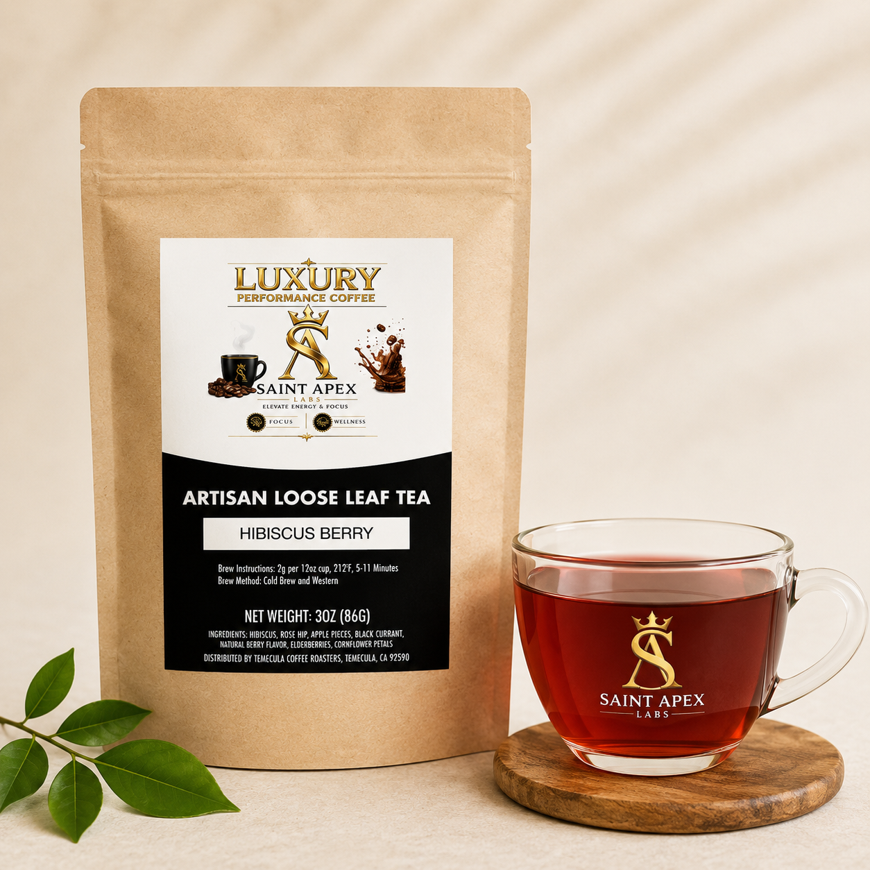 Organic Hibiscus Berry Tea Flavored With Blueberry Mango Passionfruit Rooibos