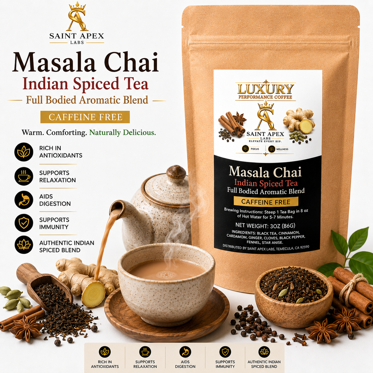 Masala Chai Indian Spiced Tea Full Bodied Aromatic Blend
