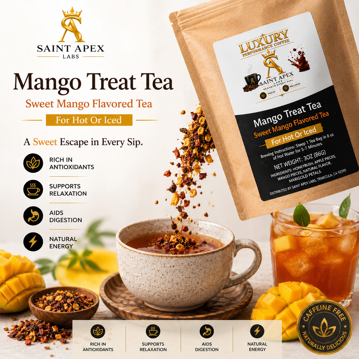 Mango Treat Tea Sweet Mango Flavored Tea For Hot Or Iced