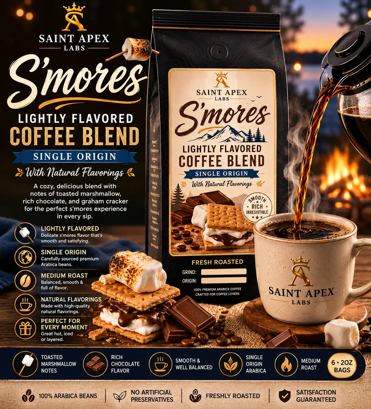 Smores Lightly Flavored Single Origin Coffee Blend With Natural Flavorings by DRIPSHIPPER