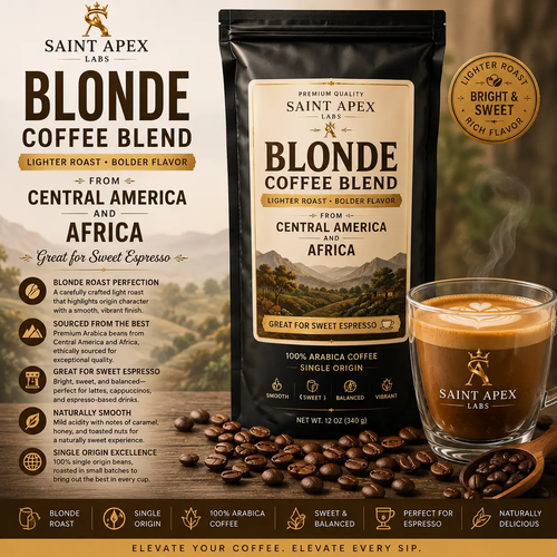 Blonde Coffee Blend From Central America and Africa Great for Sweet Espresso by DRIPSHIPPER