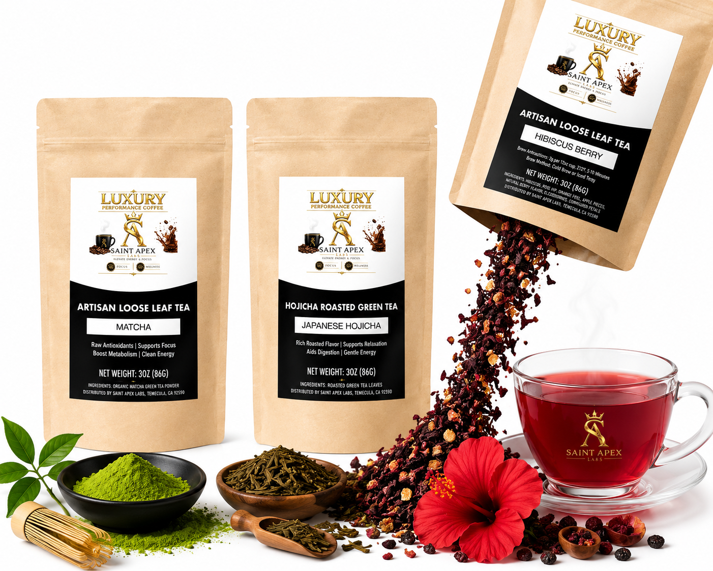 Organic Hibiscus Berry Tea Flavored With Blueberry Mango Passionfruit Rooibos