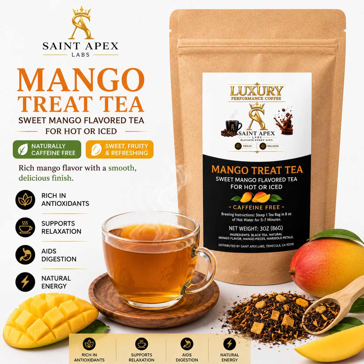Mango Treat Tea Sweet Mango Flavored Tea For Hot Or Iced