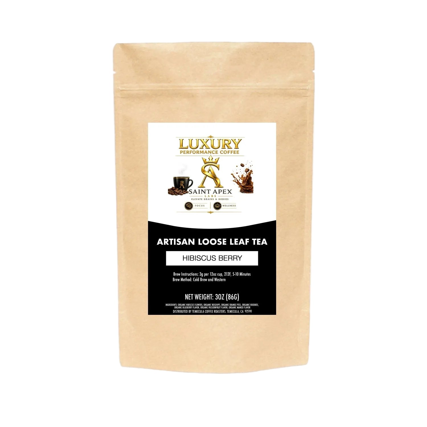 Organic Hibiscus Berry Tea Flavored With Blueberry Mango Passionfruit Rooibos